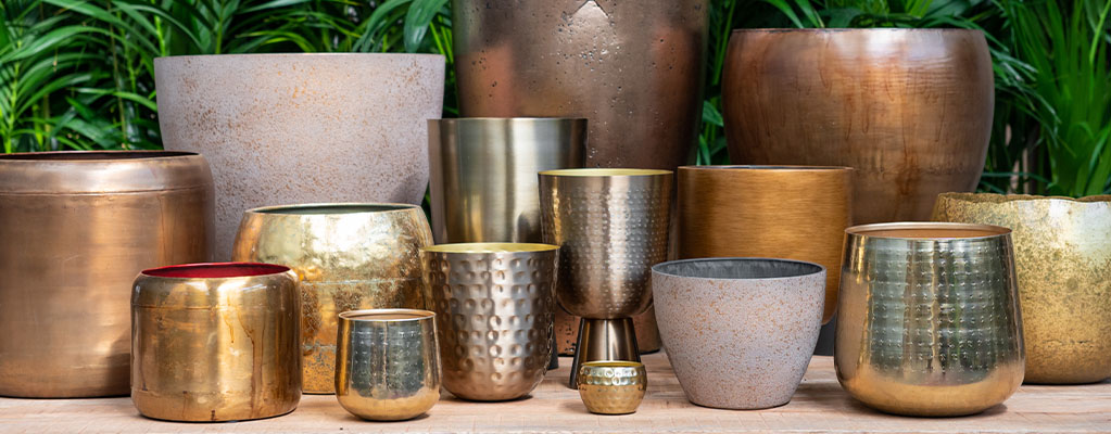 Pots de fleurs dorés