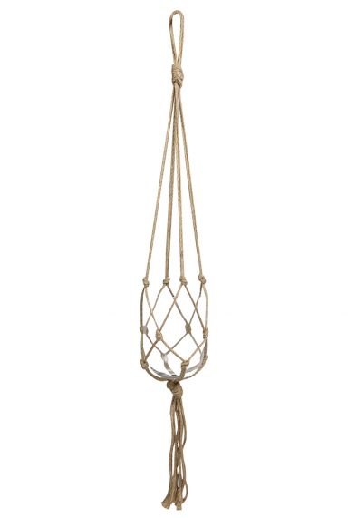 Pendentif pot de fleurs macram marron