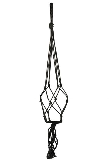 Pendentif pot de fleurs macram noir