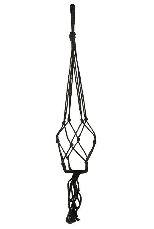 Pendentif pot de fleurs macram noir