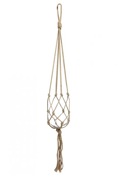 Pendentif pot de fleurs macram marron